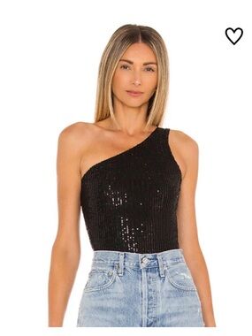 🖤 Superdown Remi one-shoulder sequined bodysuit